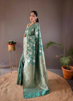 Thumbnail for Preksha Creation Banarasi Soft Silk Women Blue Saree - Distacart