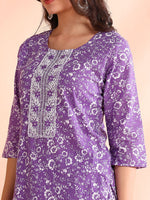 Thumbnail for Ode by House of Pataudi Printed Mirror Work Pure Cotton Kurta With Trouser & Dupatta - Distacart