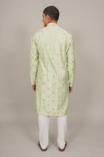 Thumbnail for Bluesaanchi Handcrafted Cotton Kurta Pajama Set for Men – Pista Green