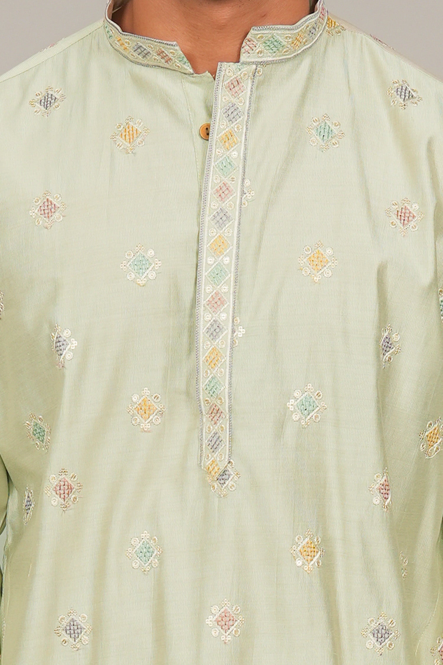 Bluesaanchi Handcrafted Cotton Kurta Pajama Set for Men – Pista Green