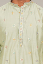 Thumbnail for Bluesaanchi Handcrafted Cotton Kurta Pajama Set for Men – Pista Green