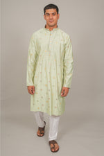Thumbnail for Bluesaanchi Handcrafted Cotton Kurta Pajama Set for Men – Pista Green