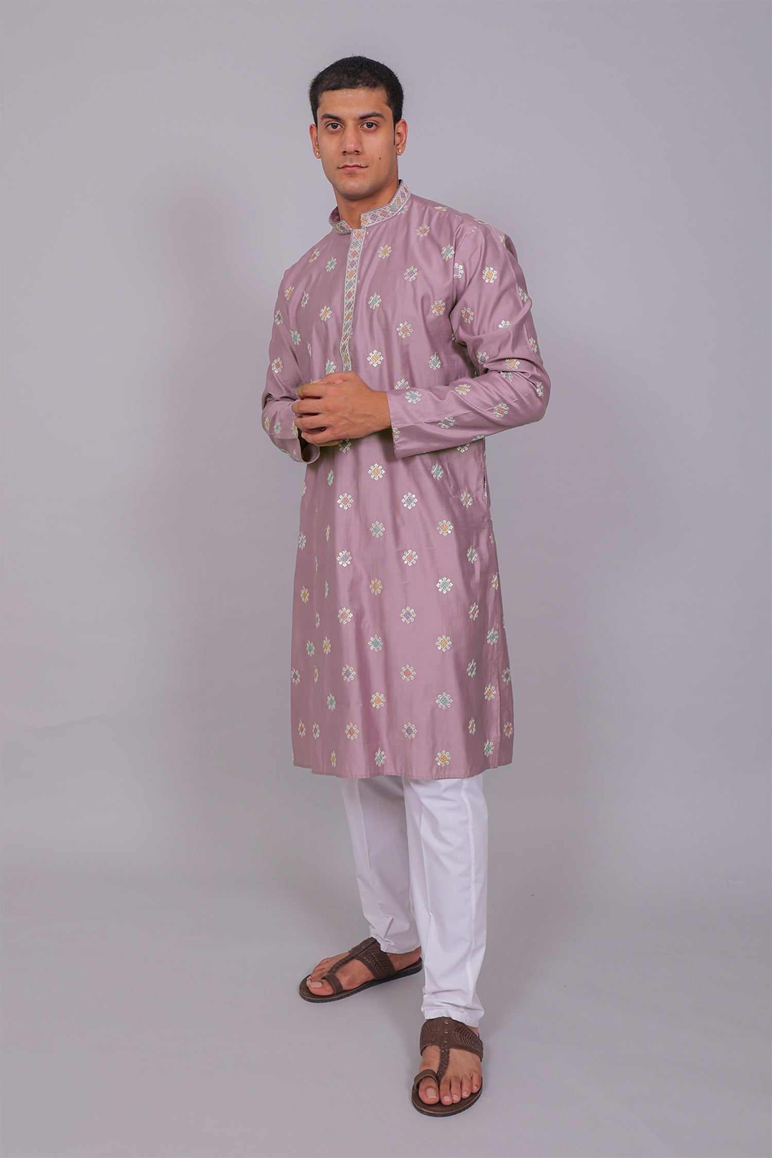 Bluesaanchi Handcrafted Cotton Kurta Pajama Set for Men – Purple