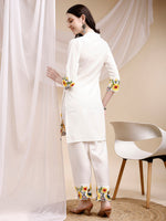 Thumbnail for Two-Piece Embroidered Ethnic Co-Ord Set, White - Hiral Fashion - Dista