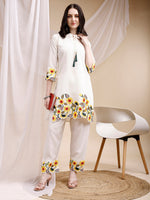 Thumbnail for Two-Piece Embroidered Ethnic Co-Ord Set, White - Hiral Fashion - Dista
