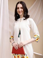 Thumbnail for Two-Piece Embroidered Ethnic Co-Ord Set, White - Hiral Fashion - Dista