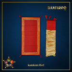 Thumbnail for Damaroo 2x4 ft | Pristine Nylon Pooja Mat | Kesariya Banarasi Trim & Tassels - Kumkum Red - Distacart