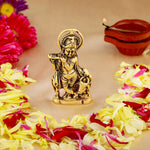 Thumbnail for Estele Gold-Polished Spiritual Lord Krishna Idol for Home/Car Decor - Distacart