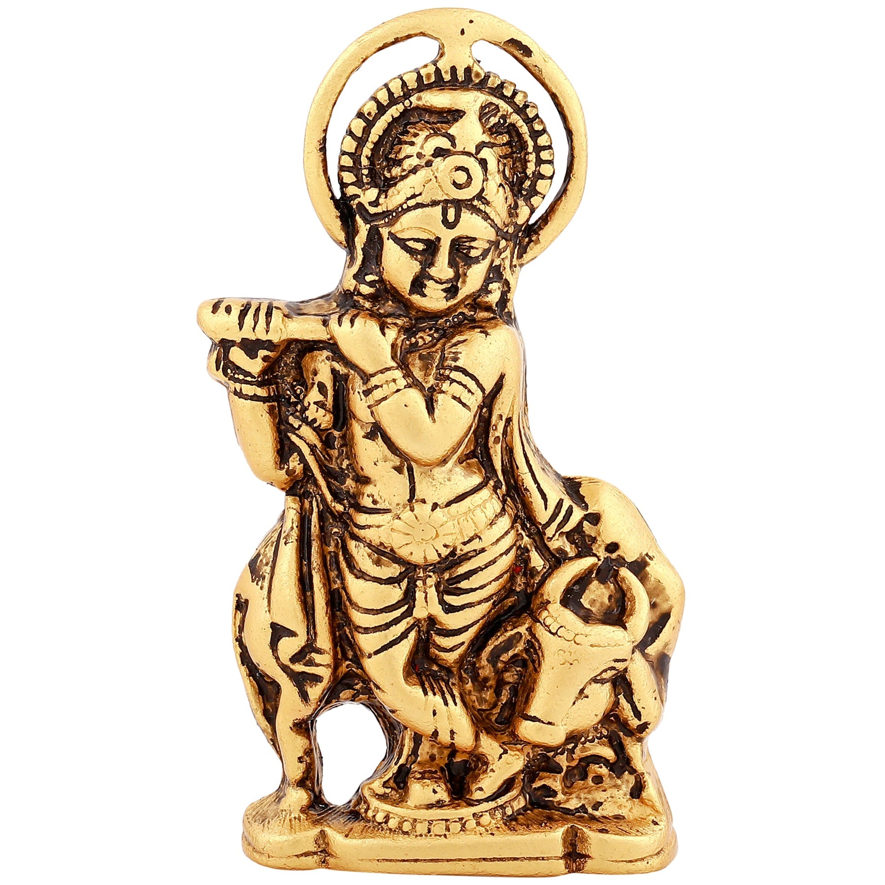 Estele Gold-Polished Spiritual Lord Krishna Idol for Home/Car Decor - Distacart