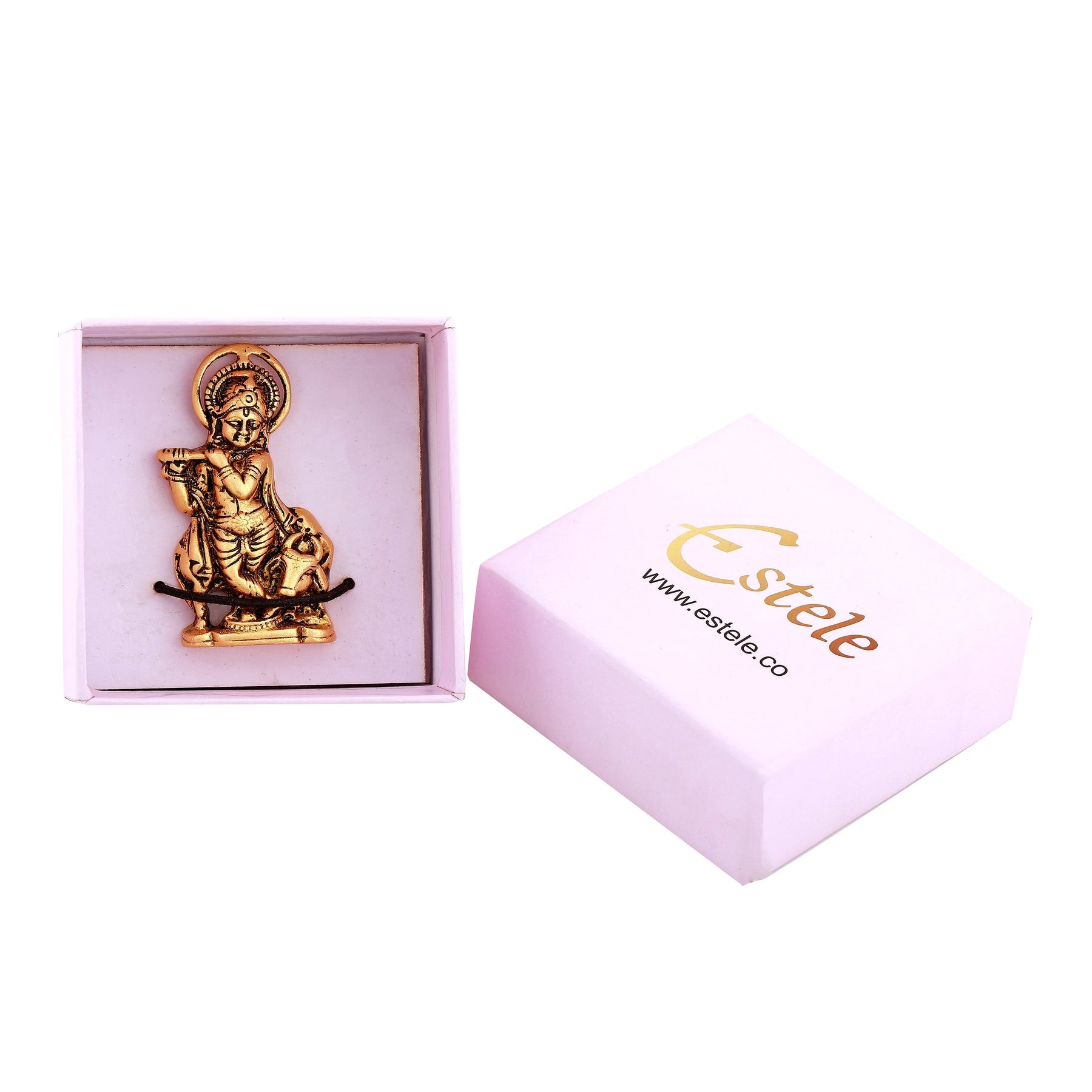 Estele Gold-Polished Spiritual Lord Krishna Idol for Home/Car Decor - Distacart