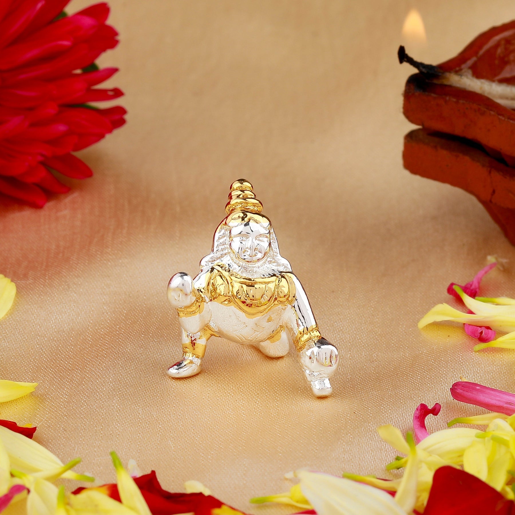 Estele Gold-Polished Divine Bal Lord Krishna Idol for Home/Car Decor - Distacart