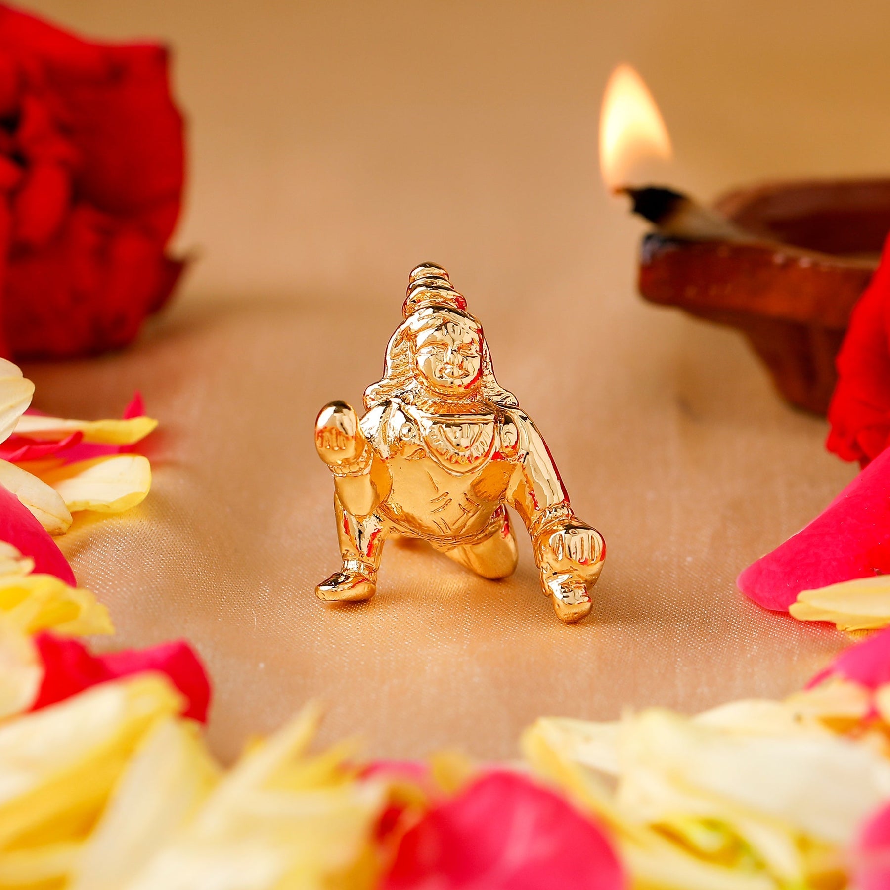 Estele Gold-Polished Divine Lord Krishna Idol for Home/Car Decor - Distacart