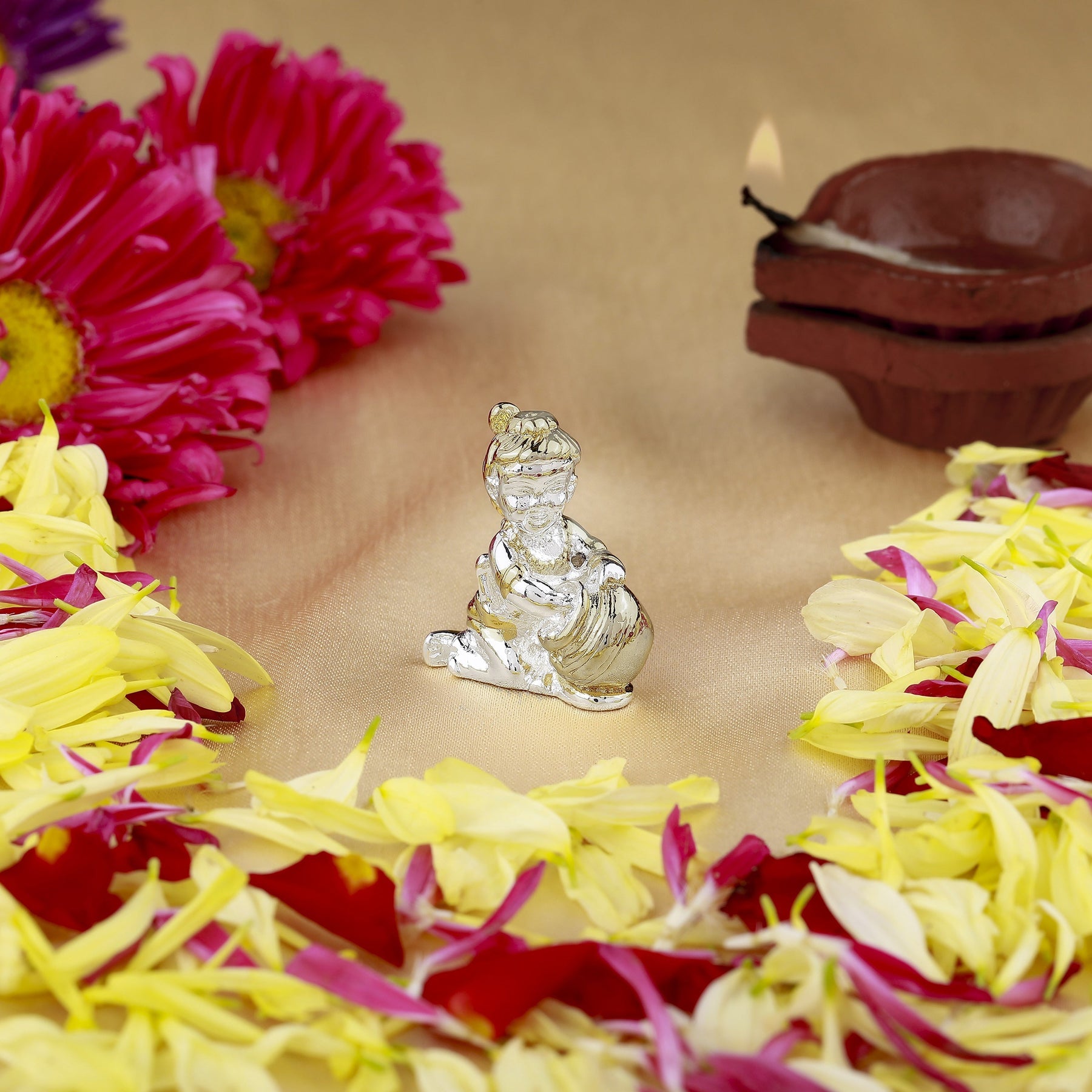 Estele Gold-Polished Makhan Chor Bal Sri Krishna Idol for Home/Car decor - Distacart