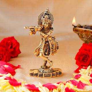 Estele Gold-Polished Sri Krishna Idol for Pooja/Car decor - Distacart