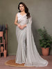 Vedant Vastram Poly Silk Embroidery Work Fancy Saree - Grey - Distacart