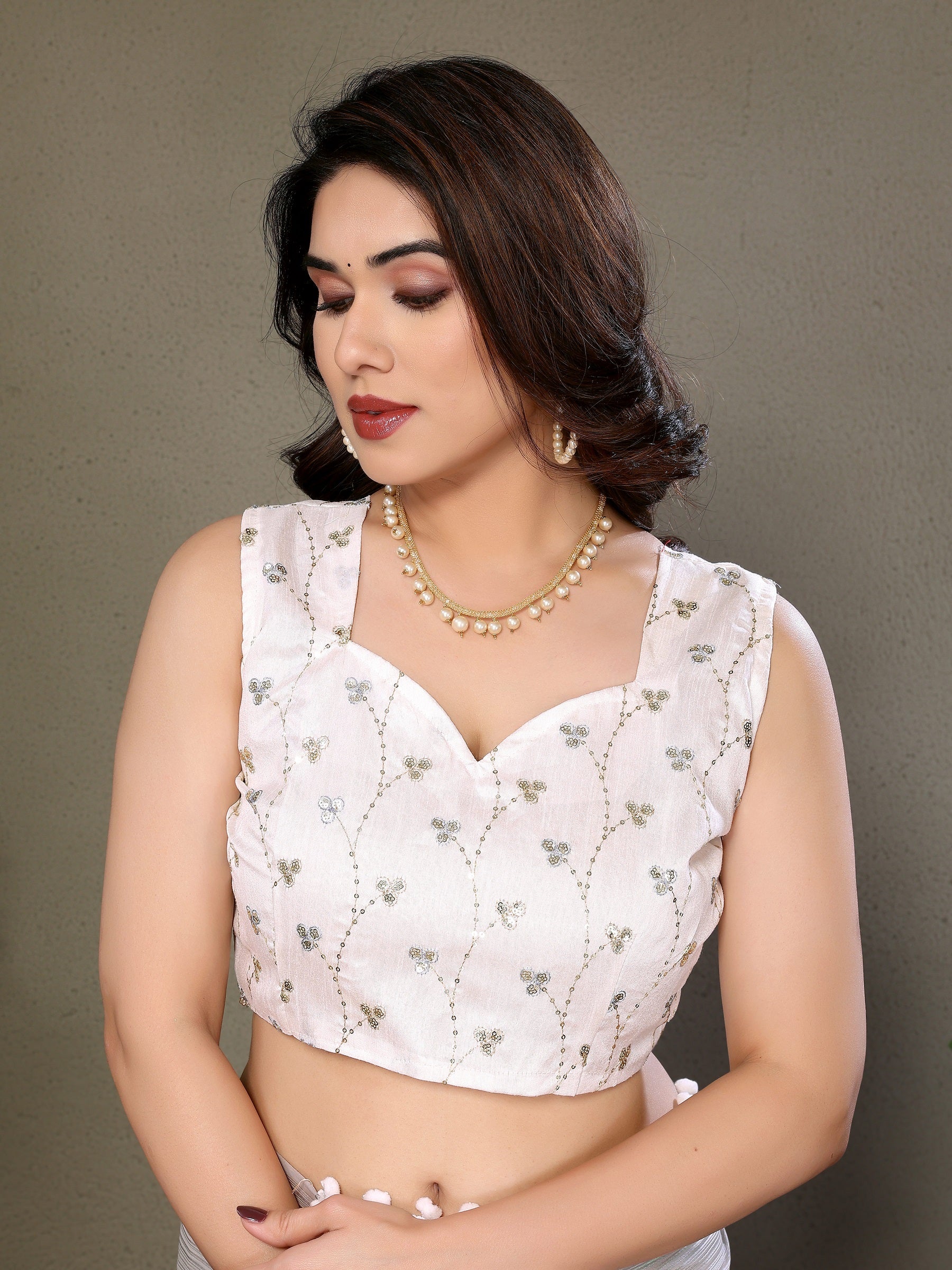 Vedant Vastram Poly Silk Embroidery Work Fancy Saree - Grey - Distacart