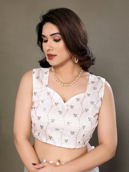 Vedant Vastram Poly Silk Embroidery Work Fancy Saree - Grey - Distacart