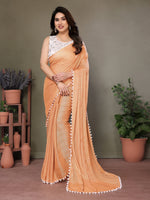 Thumbnail for Vedant Vastram Poly Silk Embroidery Work Fancy Saree - Orange - Distacart