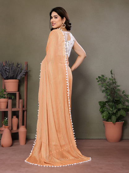 Vedant Vastram Poly Silk Embroidery Work Fancy Saree - Orange - Distacart