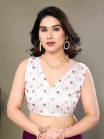 Thumbnail for Vedant Vastram Poly Silk Embroidery Work Fancy Saree - Purple - Distacart