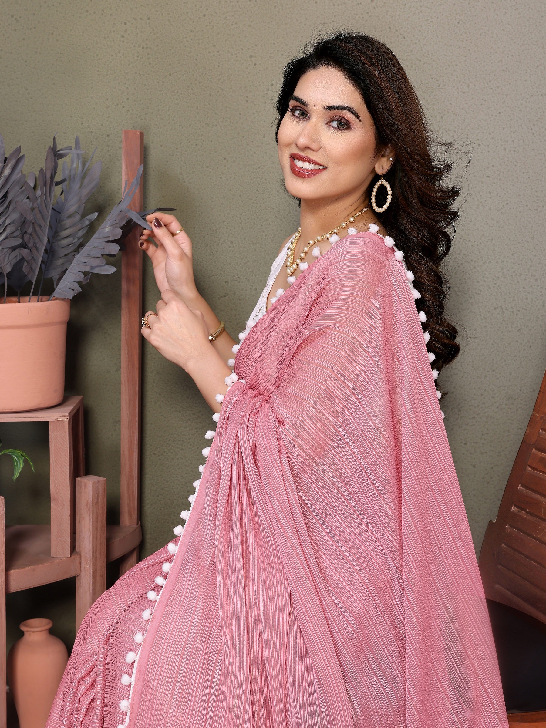 Vedant Vastram Poly Silk Embroidery Work Fancy Saree - Rose - Distacart