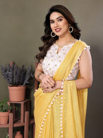 Thumbnail for Vedant Vastram Poly Silk Embroidery Work Fancy Saree - Yellow - Distacart