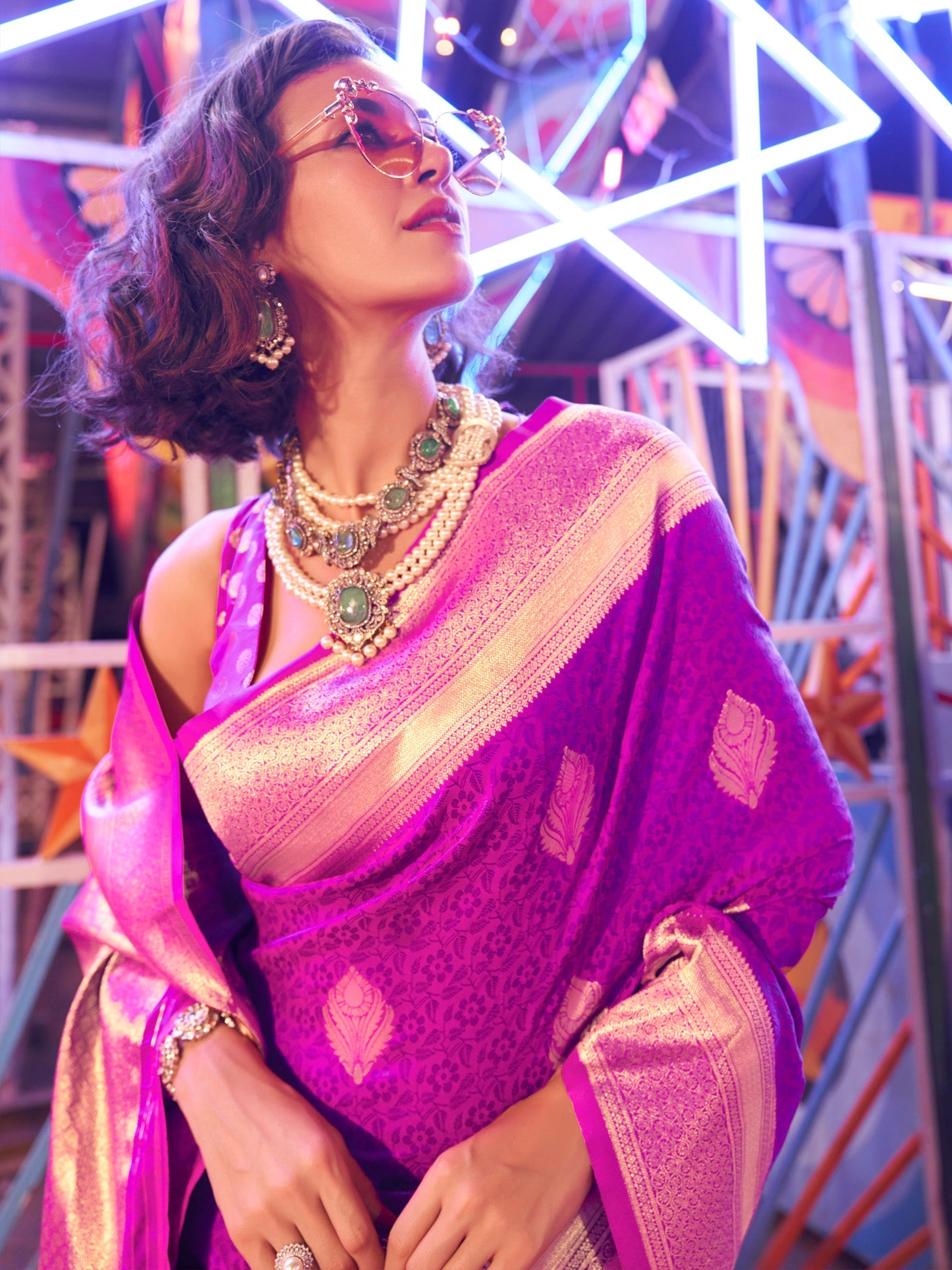 NOZ2TOZ Women's Silk Blend Pink Woven Design Designer Saree With Blouse Piece - Distacart