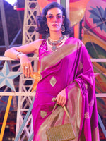 Thumbnail for NOZ2TOZ Women's Silk Blend Pink Woven Design Designer Saree With Blouse Piece - Distacart