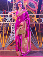 Thumbnail for NOZ2TOZ Women's Silk Blend Pink Woven Design Designer Saree With Blouse Piece - Distacart