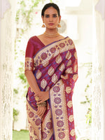 Thumbnail for NOZ2TOZ Women's Satin Silk Magenta Woven Design Designer Saree With Blouse Piece - Distacart