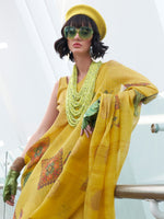 Thumbnail for NOZ2TOZ Women's Tissue Yellow Woven Design Designer Saree With Blouse Piece - Distacart