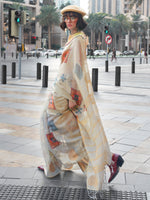 Thumbnail for NOZ2TOZ Women's Tissue Grey Woven Design Designer Saree With Blouse Piece - Distacart