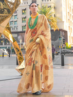 Thumbnail for NOZ2TOZ Women's Tissue Beige Woven Design Designer Saree With Blouse Piece - Distacart