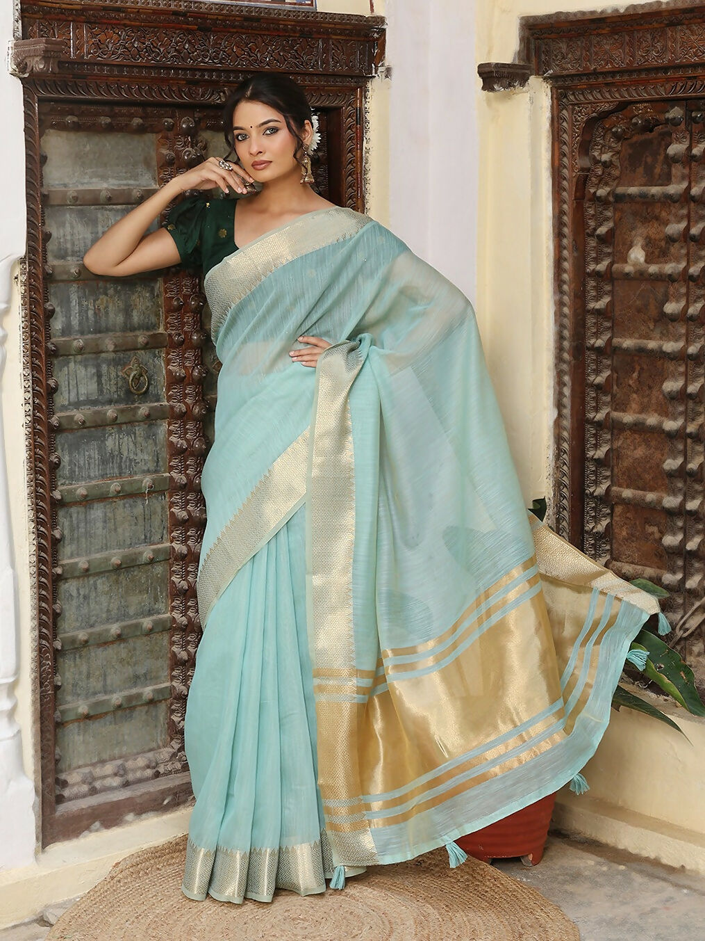 Astita Sky Blue Cotton Saree