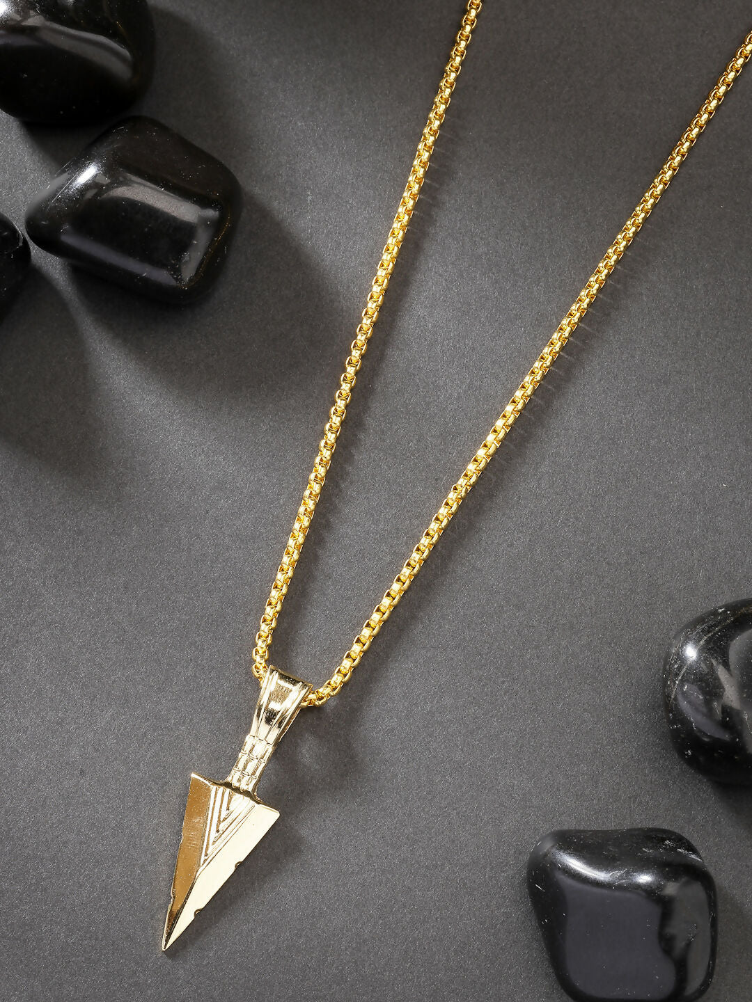 NVR Men's Set of 3 Multicolor Rhodium-Plated Arrow-Shaped Pendant With Chain - Distacart