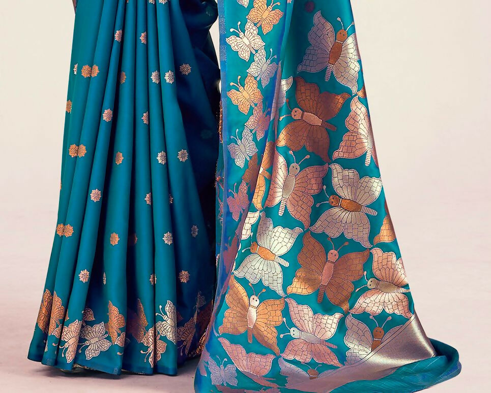 Preksha Creation Banarasi Soft Silk Women Skyblue Saree - Distacart