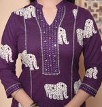 Thumbnail for Miravan Womens Purple Printed Kurta With Palazzo - Distacart