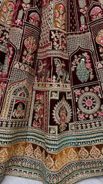Thumbnail for Jyoti Fashion Women's Maroon Velvet Fancy Dori & Sequins with Multi Thread Embroidered with Diamond Work Wedding Lehenga Choli - Distacart