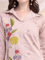 Thumbnail for Floral Embroidered Co Ords, Pink - Hiral Fashion - Dista