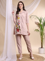 Thumbnail for Floral Embroidered Co Ords, Pink - Hiral Fashion - Dista