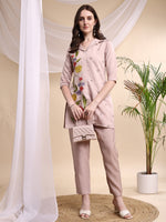 Thumbnail for Floral Embroidered Co Ords, Pink - Hiral Fashion - Dista