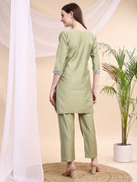 Thumbnail for Floral Embroidered Co-Ords, Green - Hiral Fashion - Distacart