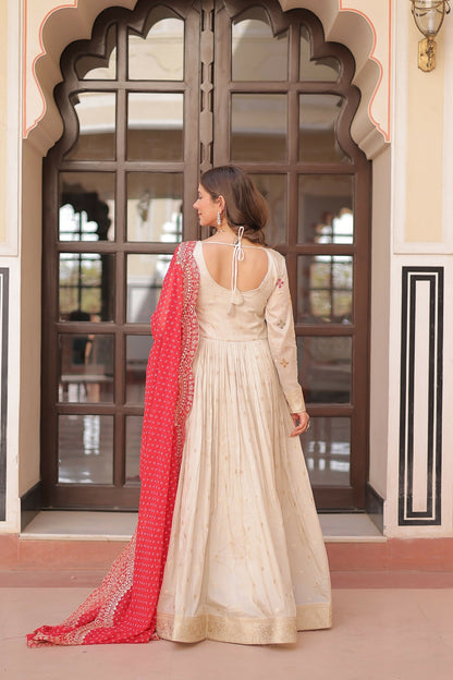 Joban Fashion Red Jacquard Sequence Embroidery Work Kurta Set - Distacart