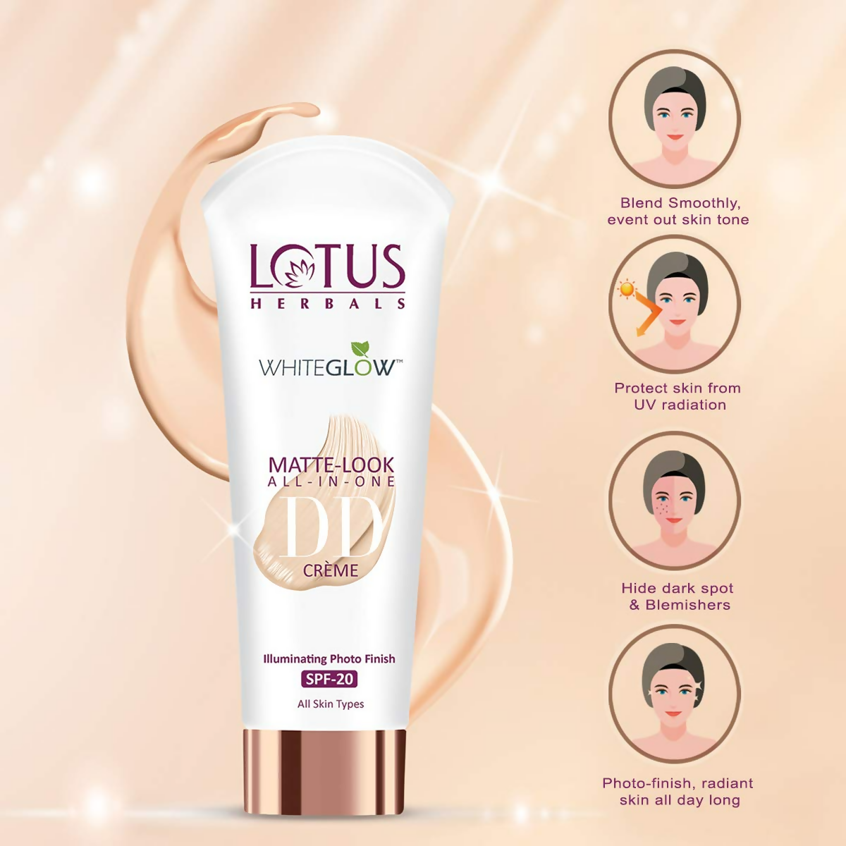 Lotus Herbals Whiteglow Matte Cream Look All In One DD Crame Spf 20 - Distacart