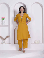 Thumbnail for Miravan Womens Yellow Kurta And Palazzo Set - Dista