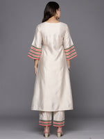 Thumbnail for Indo Era White Embroidered A-Line Kurta Trousers Set - Distacart