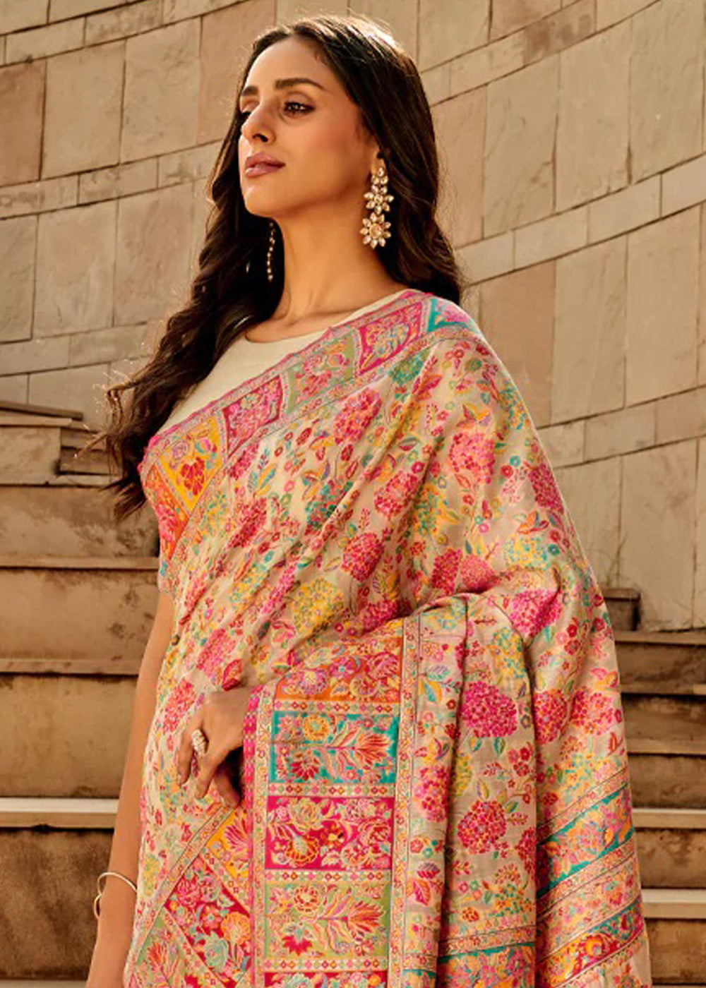 NOZ2TOZ Women's Cotton Silk Beige Woven Design Designer Saree With Blouse Piece - Distacart