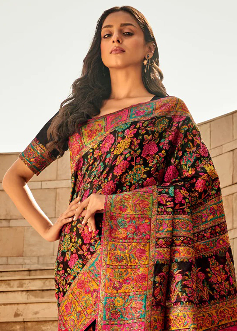 NOZ2TOZ Women's Cotton Silk Black Woven Design Designer Saree With Blouse Piece - Distacart