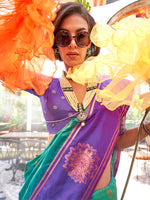 Thumbnail for NOZ2TOZ Women's Silk Blend Purple Woven Design Designer Saree With Blouse Piece - Distacart