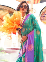 Thumbnail for NOZ2TOZ Women's Silk Blend Purple Woven Design Designer Saree With Blouse Piece - Distacart